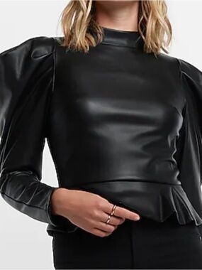 Express Black Faux Leather Top